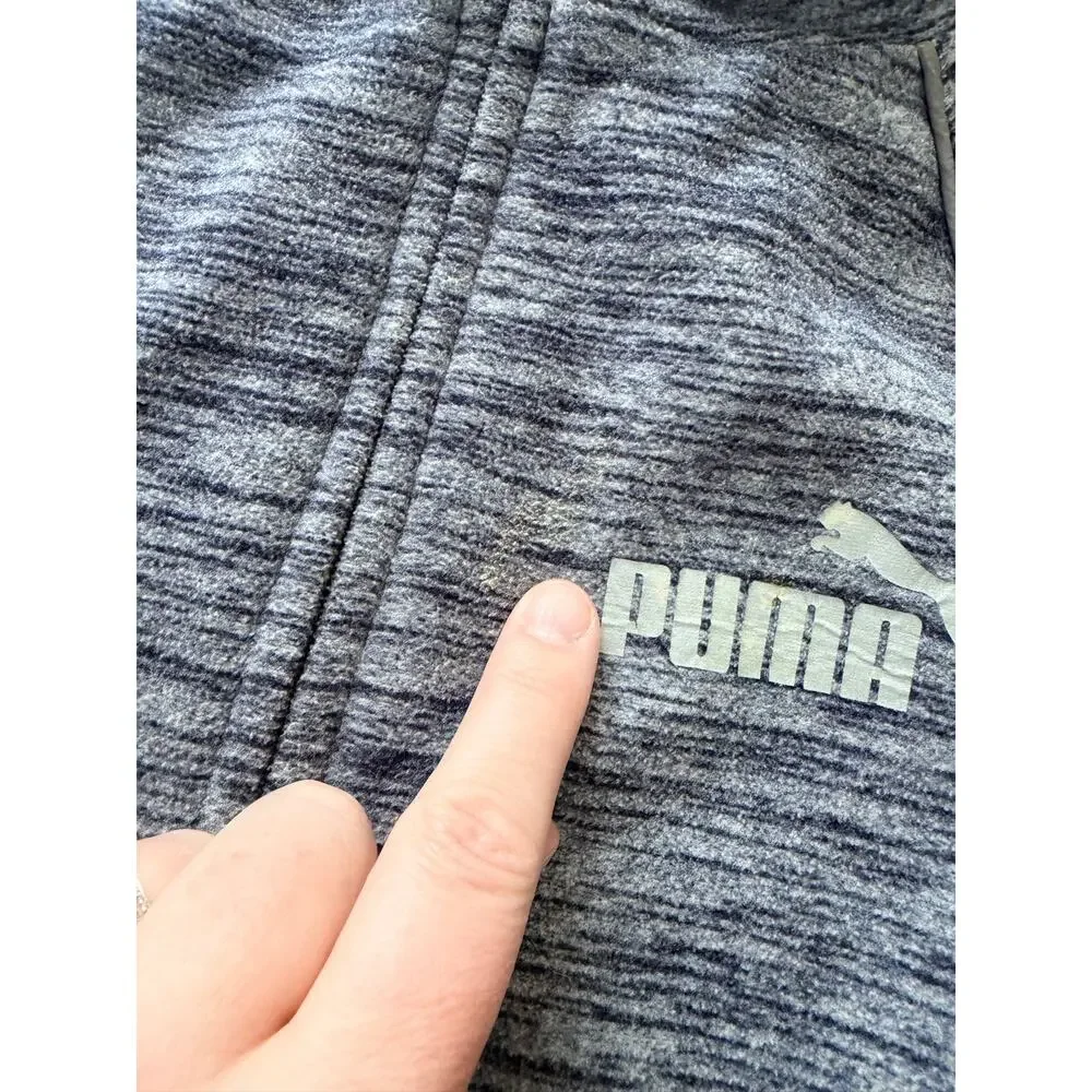 Puma Boys' Large Grey Fleece Full Zip Jacket with Pockets